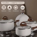 JOGO DE PANELAS LINHA CERAMIC LIFE 5 PEÇAS BRINOX - VANILLA